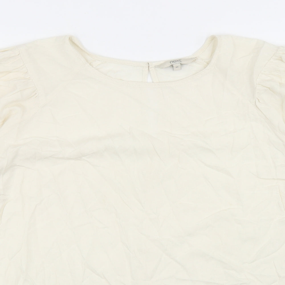 NEXT Womens Ivory Viscose Basic T-Shirt Size 20 Round Neck