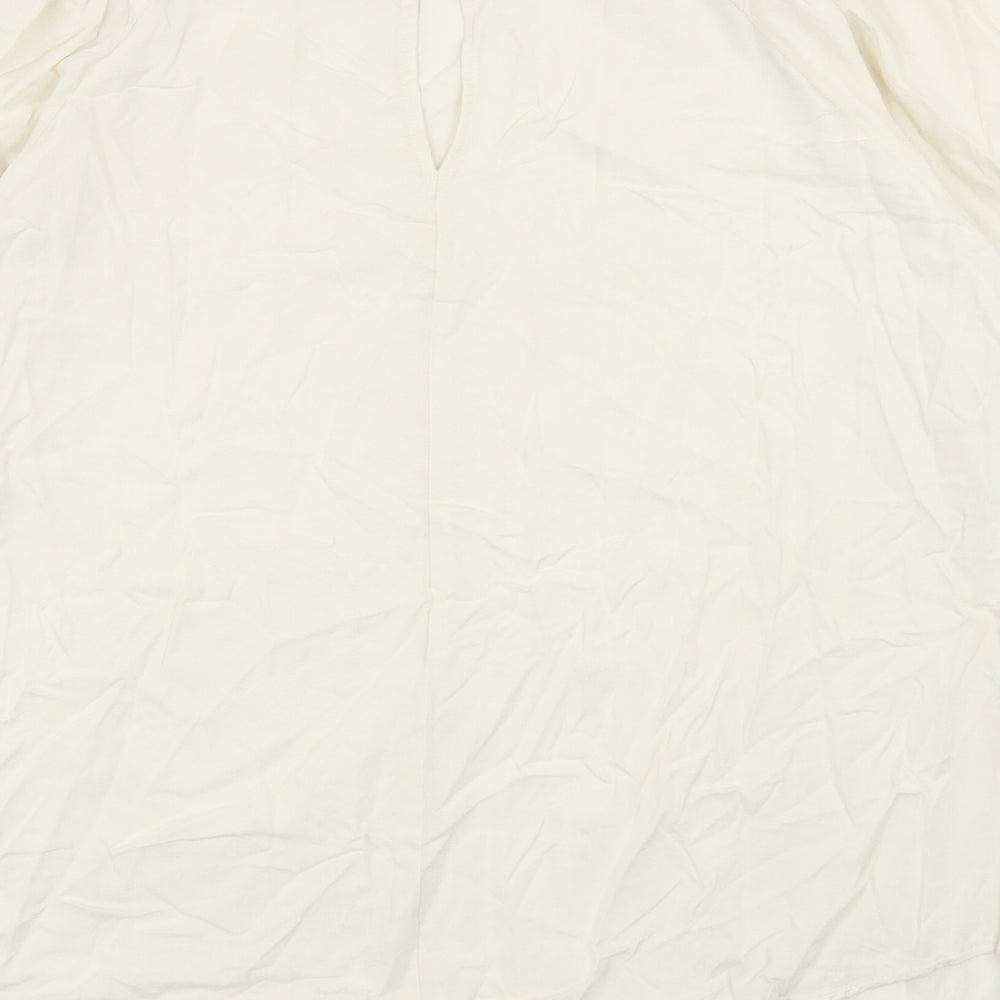 NEXT Womens Ivory Viscose Basic T-Shirt Size 20 Round Neck