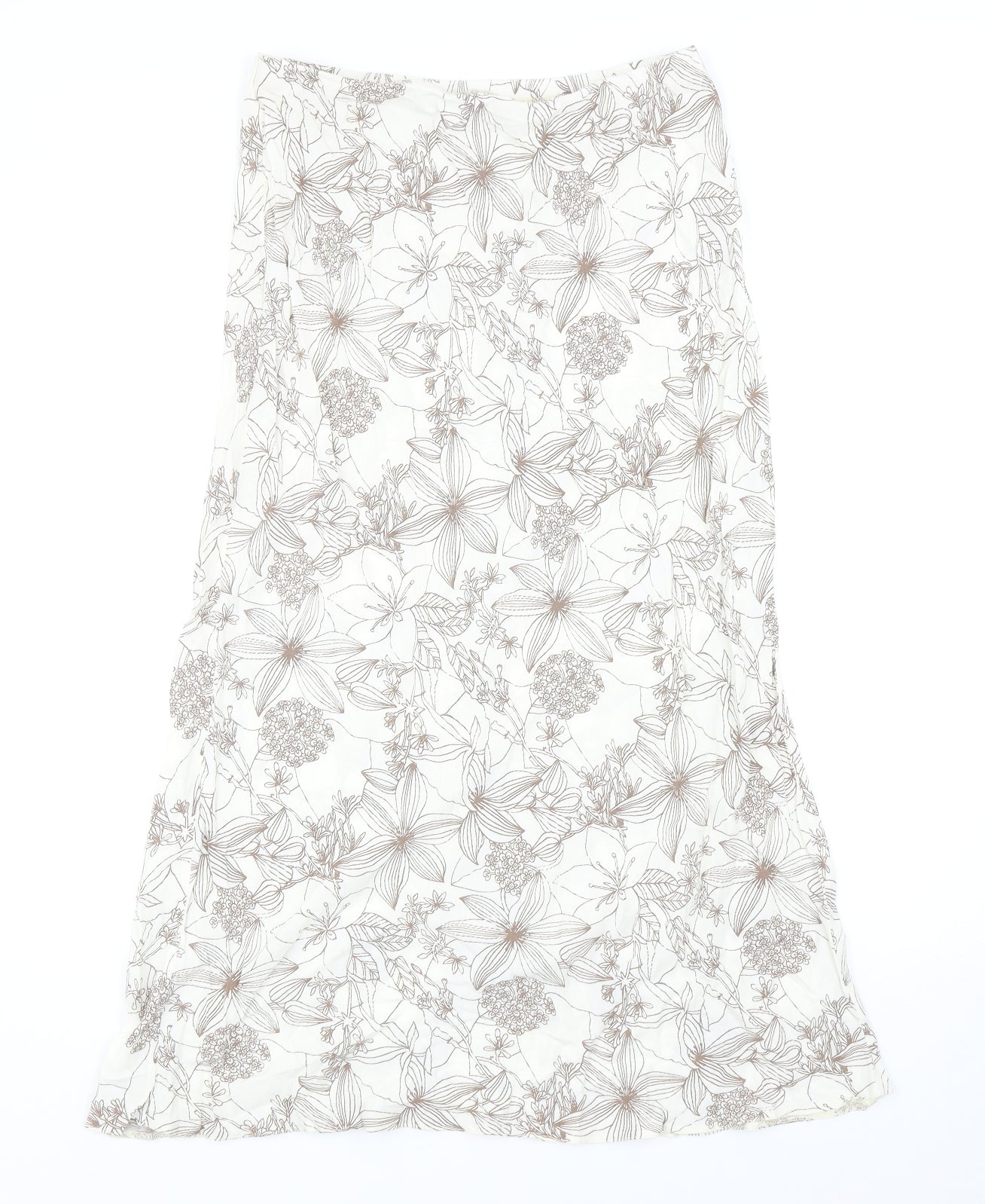 BHS Womens Ivory Floral Viscose Flare Skirt Size 12