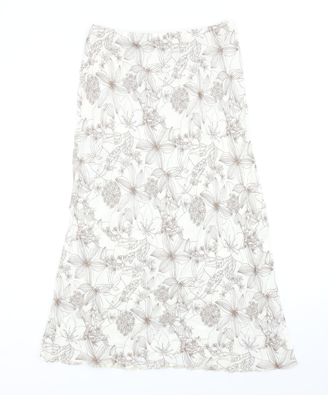 BHS Womens Ivory Floral Viscose Flare Skirt Size 12