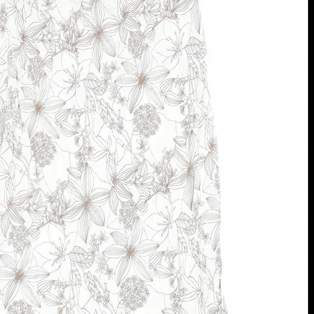 BHS Womens Ivory Floral Viscose Flare Skirt Size 12