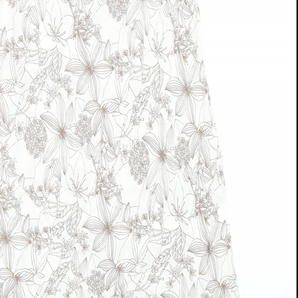 BHS Womens Ivory Floral Viscose Flare Skirt Size 12