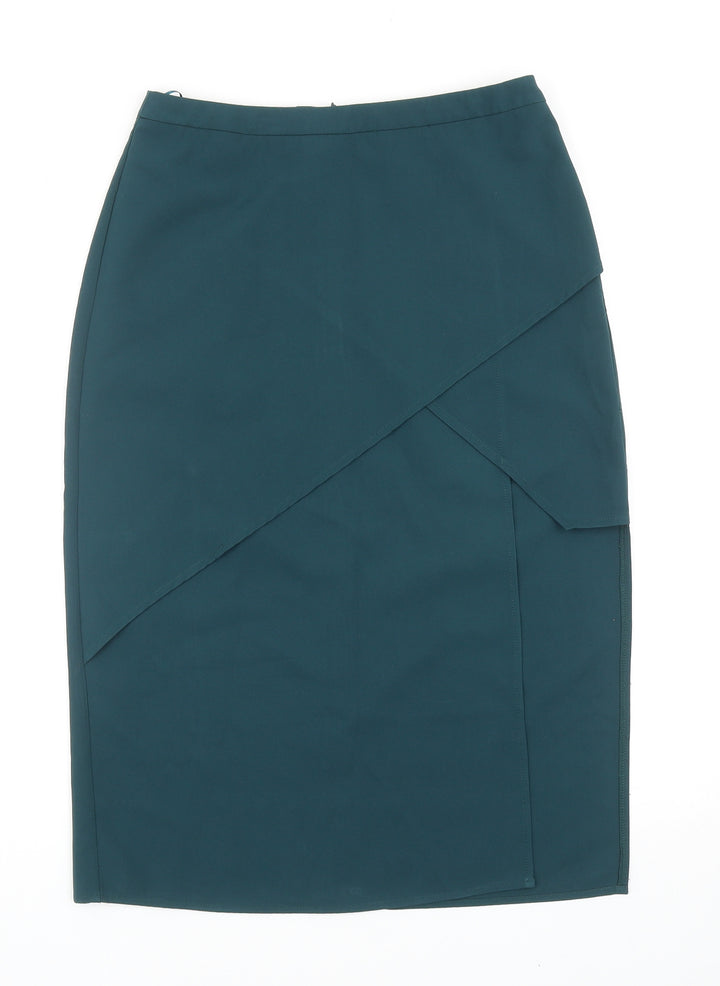 Something Borrowed Womens Blue Polyester Straight & Pencil Skirt Size M Zip