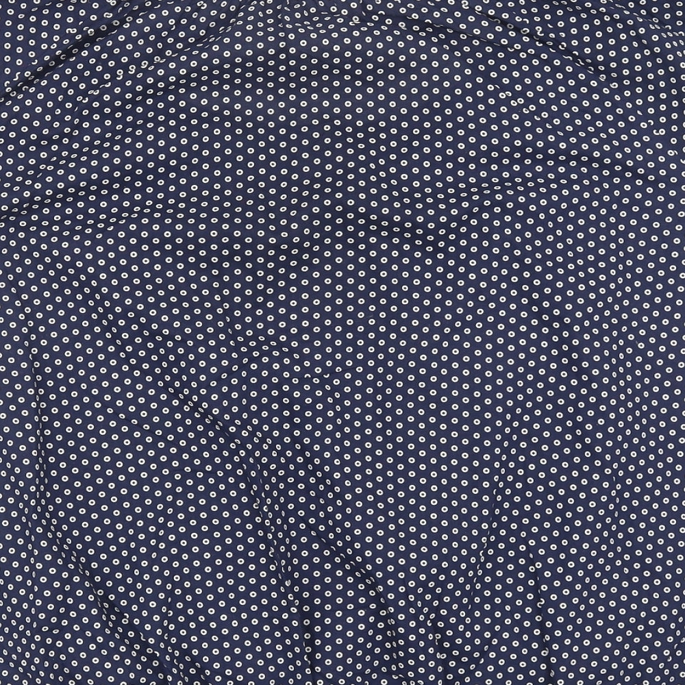 bonprix Womens Blue Polka Dot Cotton Basic Blouse Size 22 Round Neck