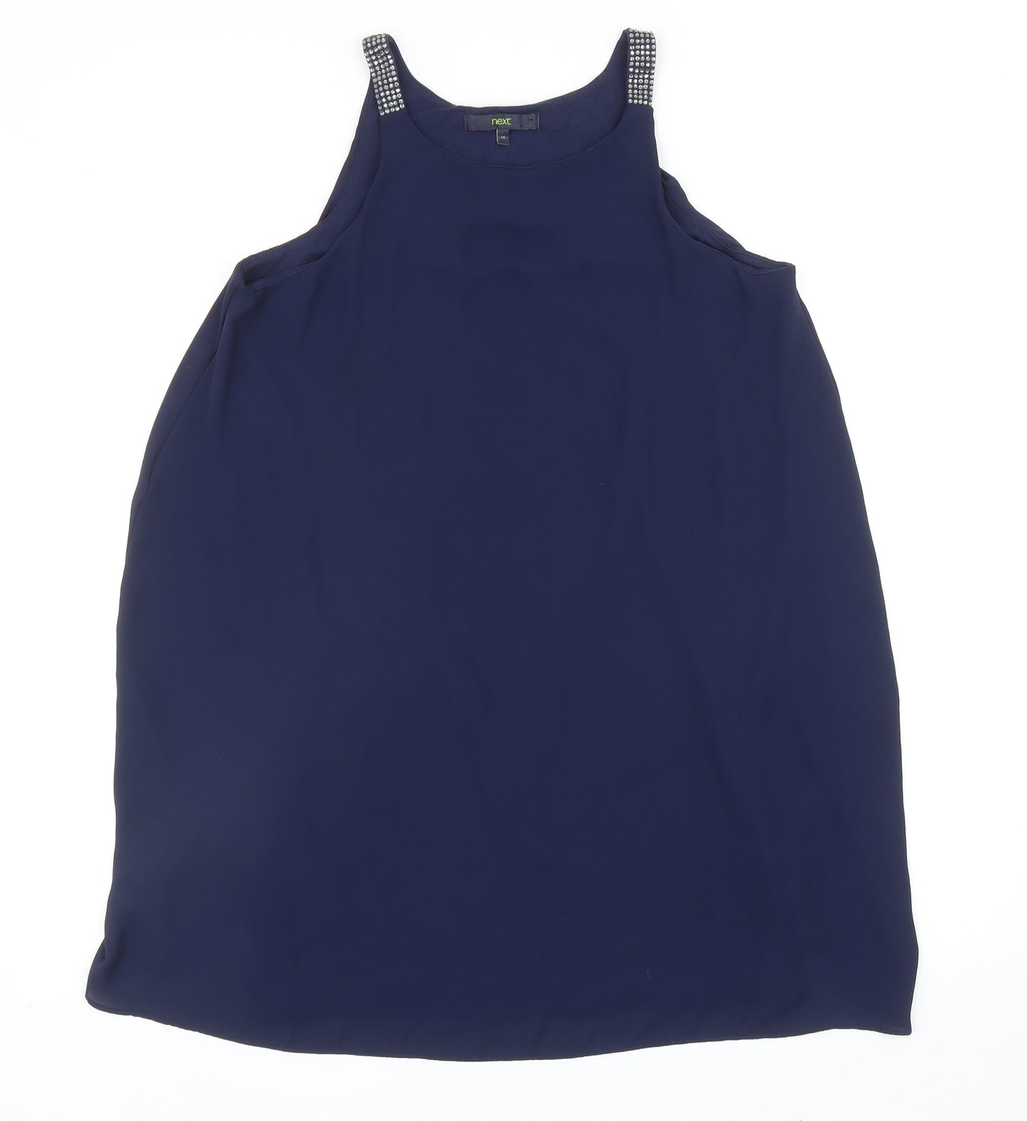 NEXT Womens Blue Viscose Tank Dress Size 14 Scoop Neck Pullover