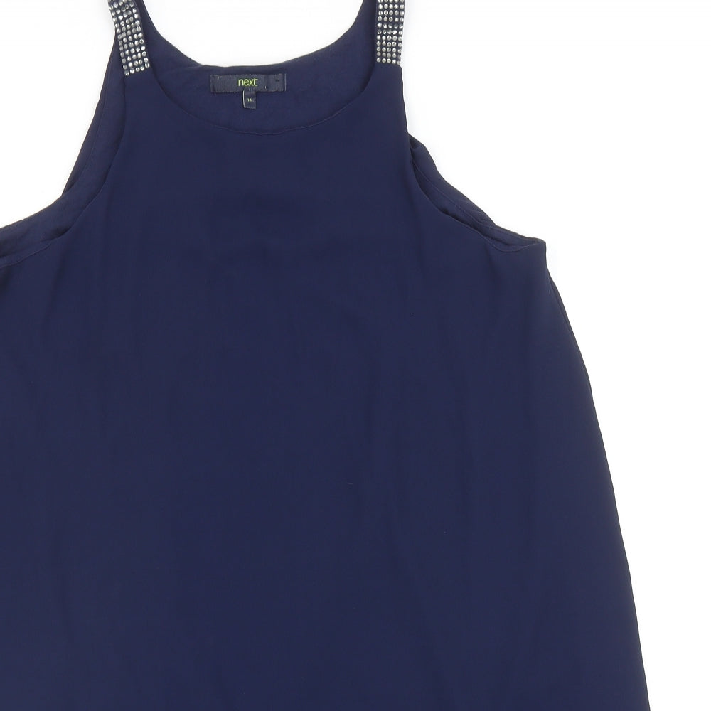 NEXT Womens Blue Viscose Tank Dress Size 14 Scoop Neck Pullover