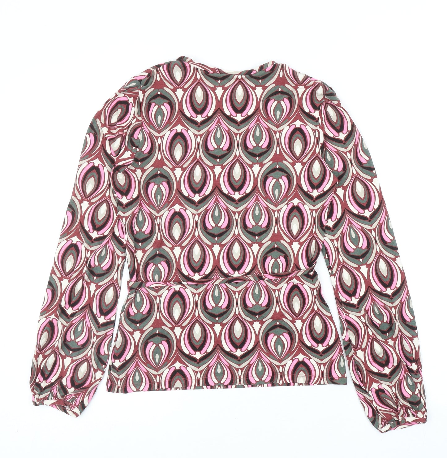 NEXT Womens Multicoloured Geometric Viscose Wrap Blouse Size 10 V-Neck