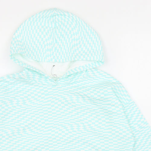Marks and Spencer Girls Blue Geometric Cotton Pullover Hoodie Size 10-11 Years Pullover
