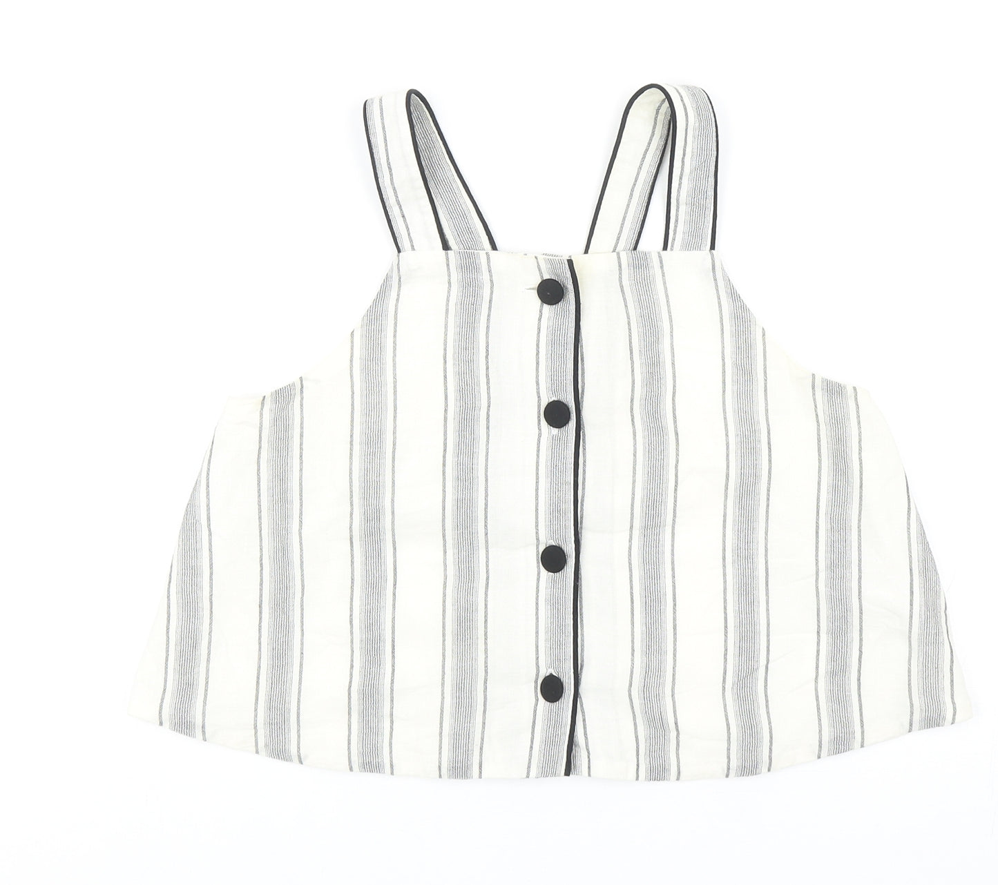 Topshop Womens Ivory Striped Cotton Basic Tank Size 6 Square Neck