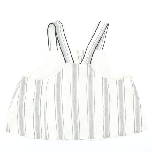 Topshop Womens Ivory Striped Cotton Basic Tank Size 6 Square Neck