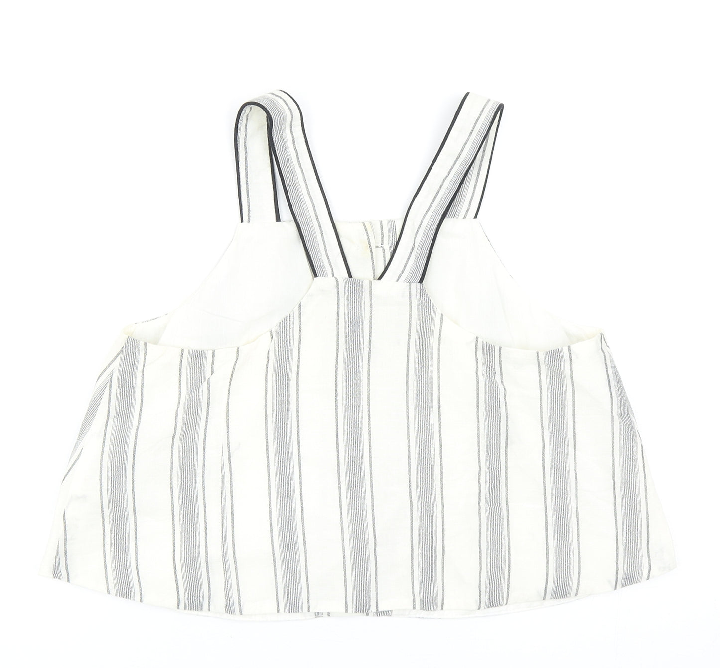Topshop Womens Ivory Striped Cotton Basic Tank Size 6 Square Neck
