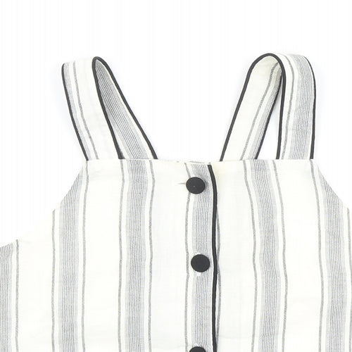 Topshop Womens Ivory Striped Cotton Basic Tank Size 6 Square Neck