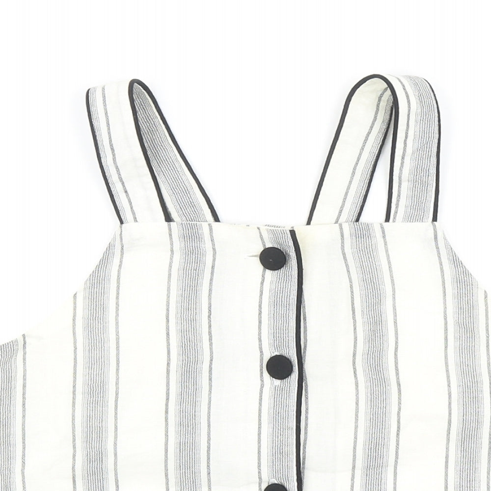 Topshop Womens Ivory Striped Cotton Basic Tank Size 6 Square Neck