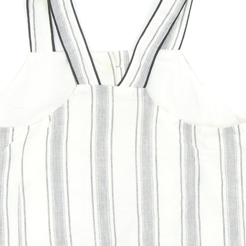 Topshop Womens Ivory Striped Cotton Basic Tank Size 6 Square Neck