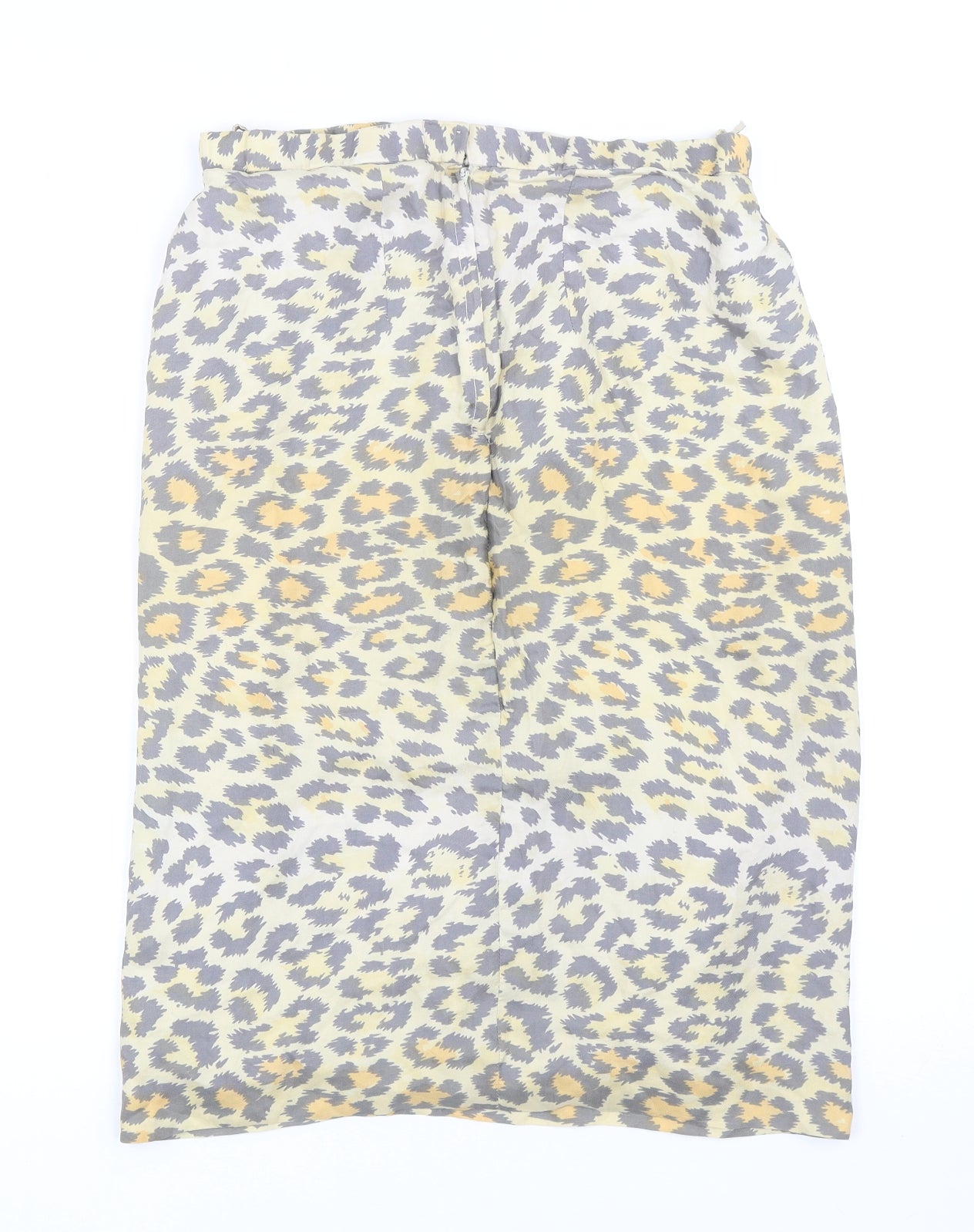 Preworn Womens Yellow Animal Print Polyester Straight & Pencil Skirt Size 29 in Zip - Leopard Print