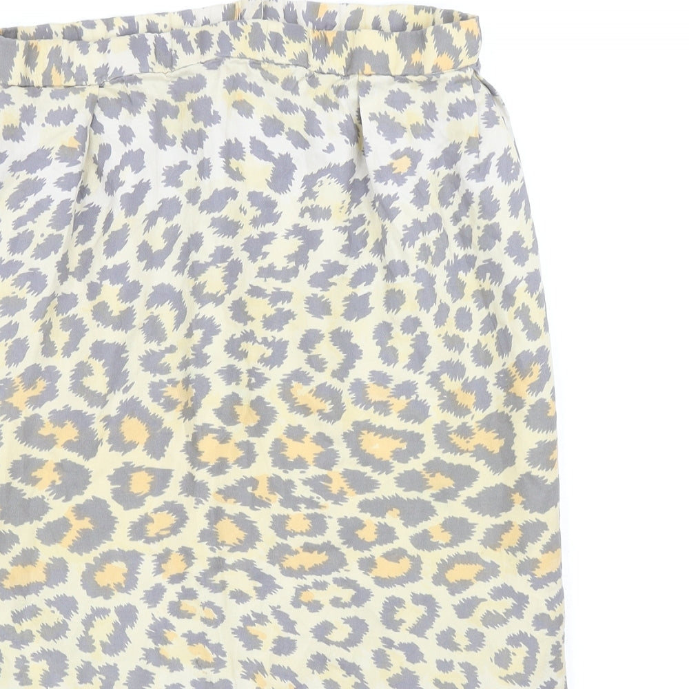 Preworn Womens Yellow Animal Print Polyester Straight & Pencil Skirt Size 29 in Zip - Leopard Print