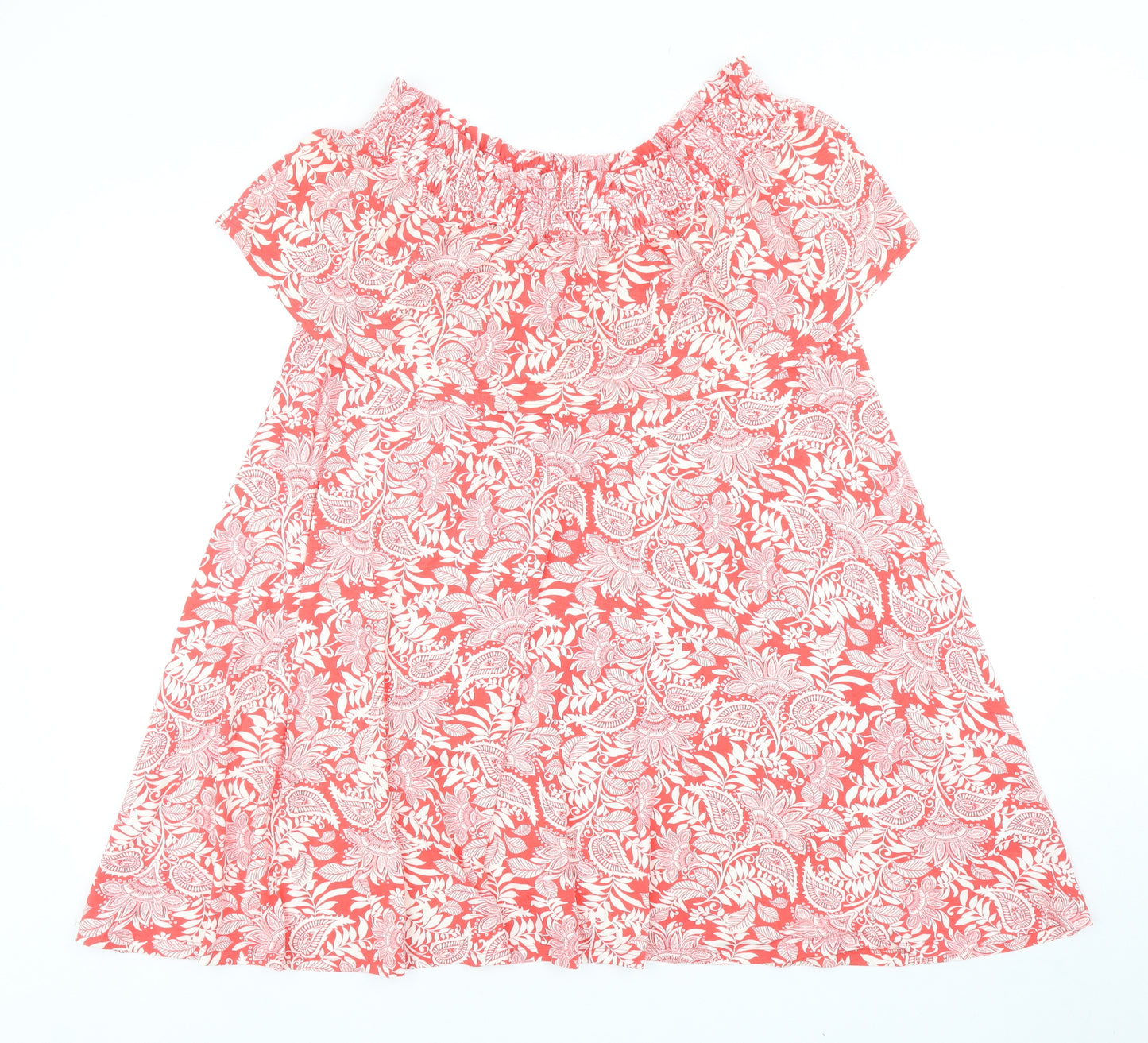 Marks and Spencer Womens Red Paisley Viscose Trapeze & Swing Size 16 Off the Shoulder Pullover