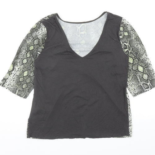 NEXT Womens Grey Animal Print Viscose Basic T-Shirt Size 14 Round Neck - Snake Print