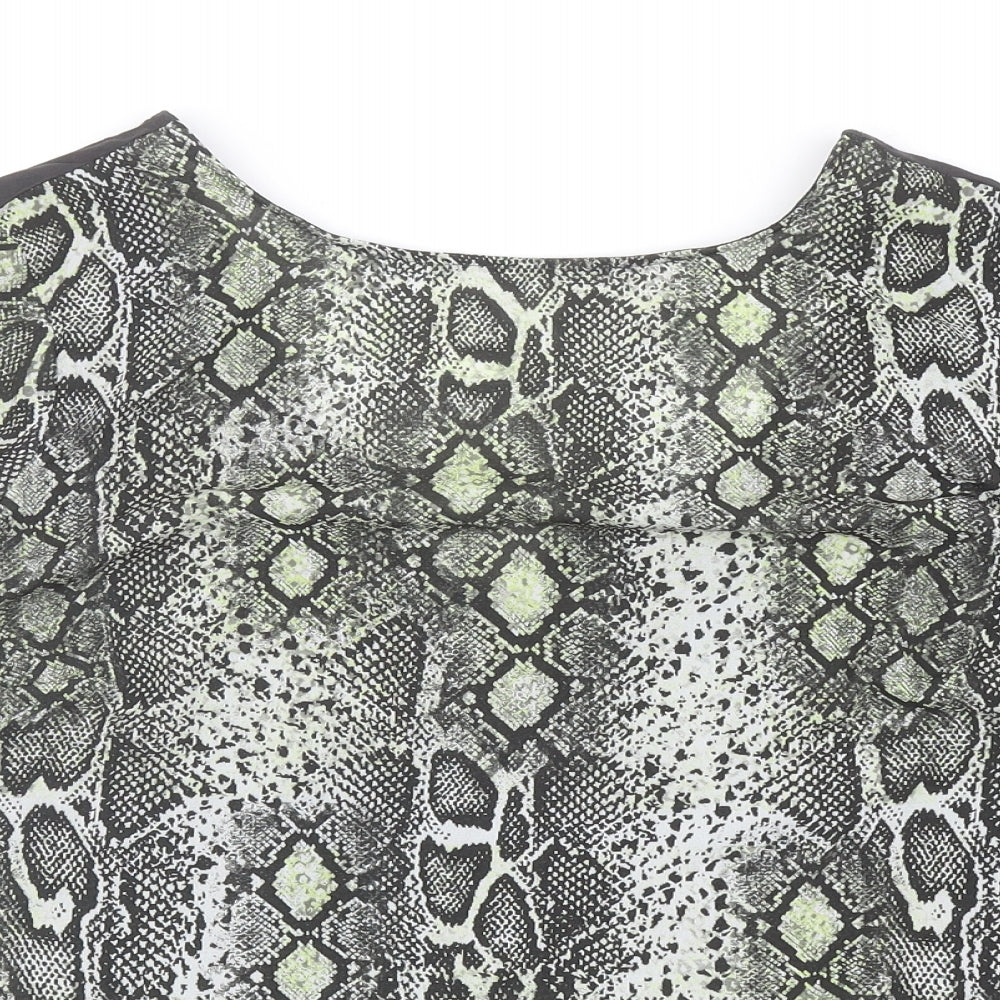 NEXT Womens Grey Animal Print Viscose Basic T-Shirt Size 14 Round Neck - Snake Print