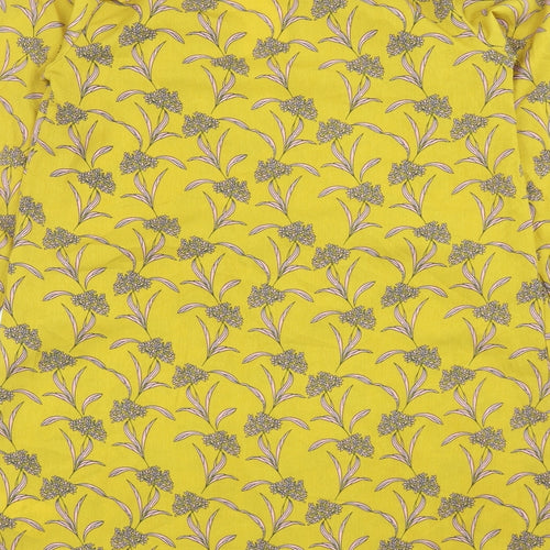 PRETTYLITTLETHING Womens Yellow Floral Polyester Mini Size 6 V-Neck Pullover