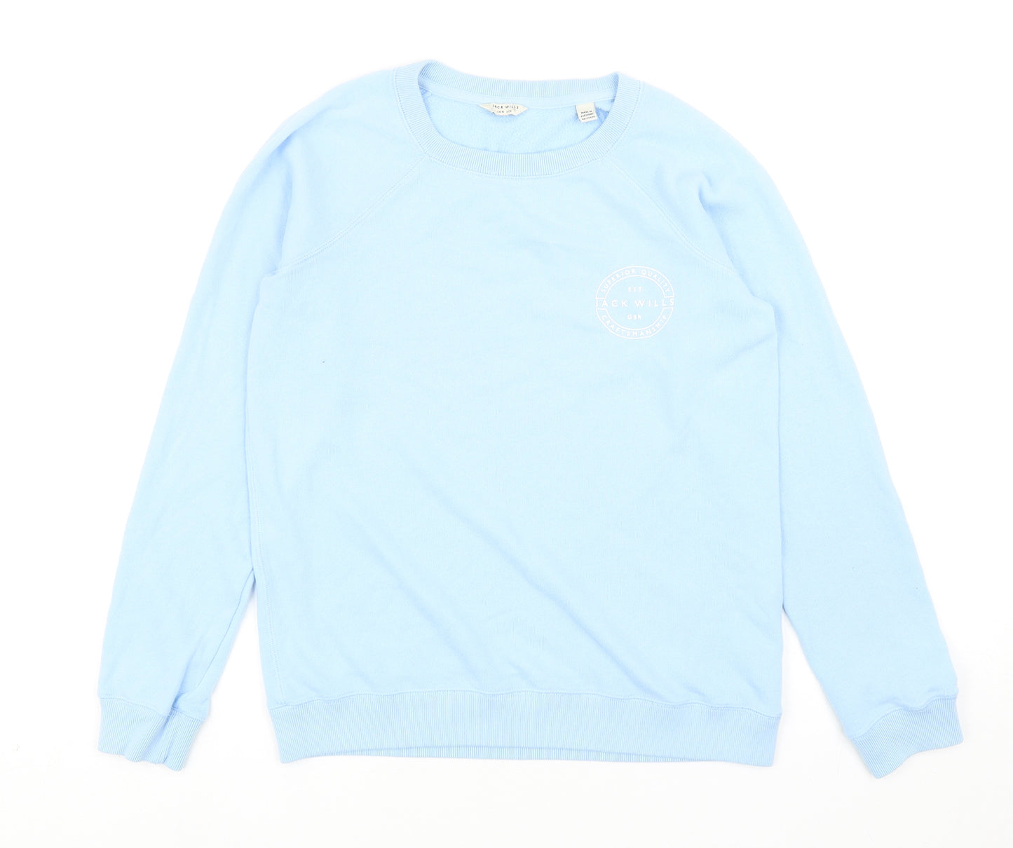 Jack Wills Womens Blue Cotton Pullover Sweatshirt Size 10 Pullover