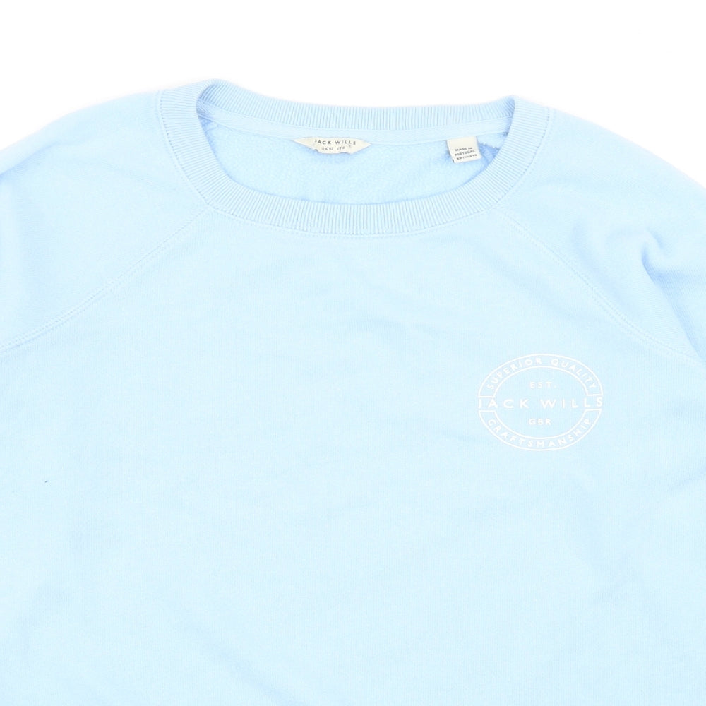 Jack Wills Womens Blue Cotton Pullover Sweatshirt Size 10 Pullover