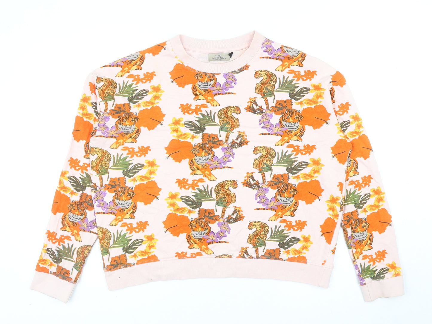 Their Nibs Womens Pink Geometric Cotton Pullover Sweatshirt Size M Pullover - Big Cat Print