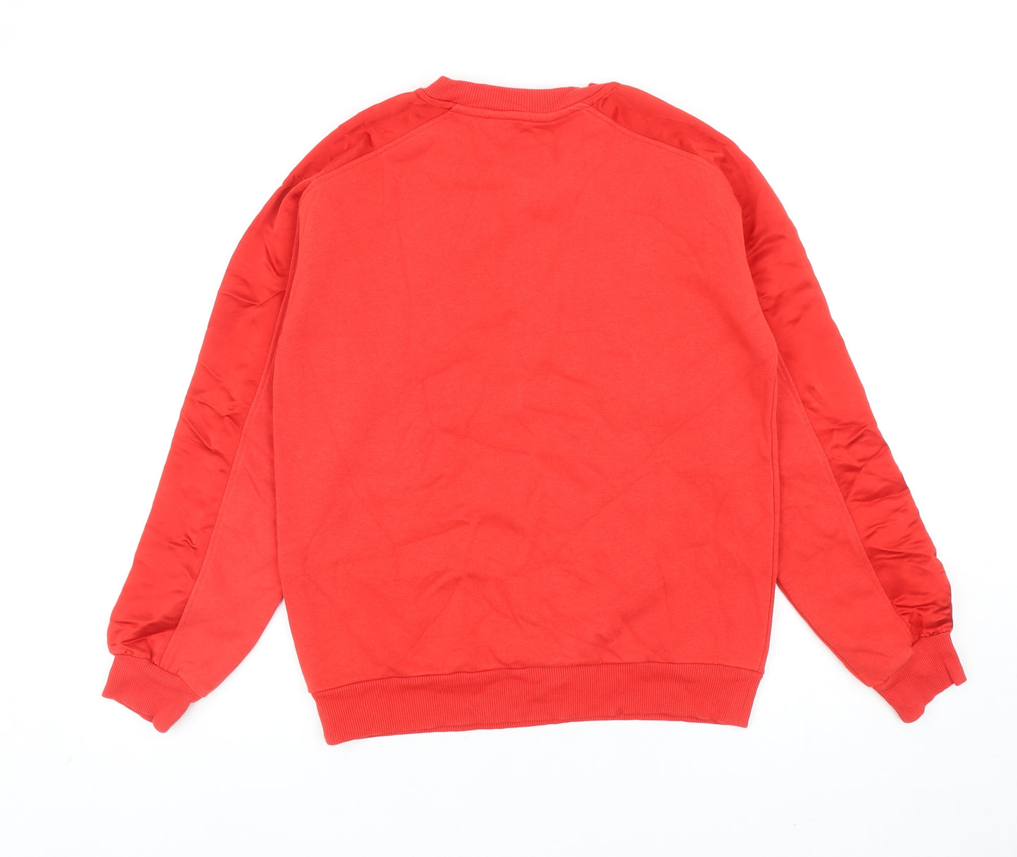 Marks and Spencer Womens Red Cotton Pullover Sweatshirt Size 8 Pullover - Satin Sleeve Detail