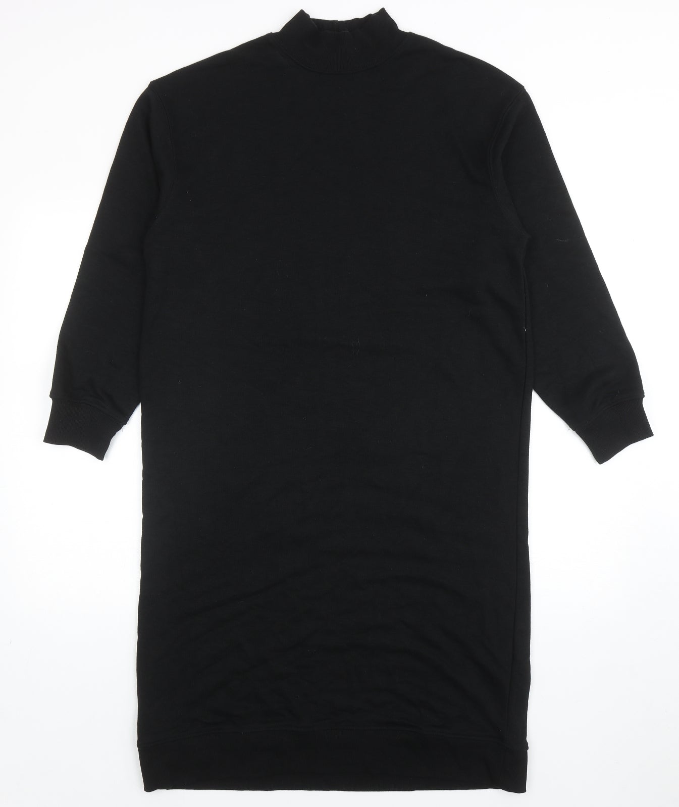 Zara Womens Black Cotton Jumper Dress Size S Mock Neck Pullover