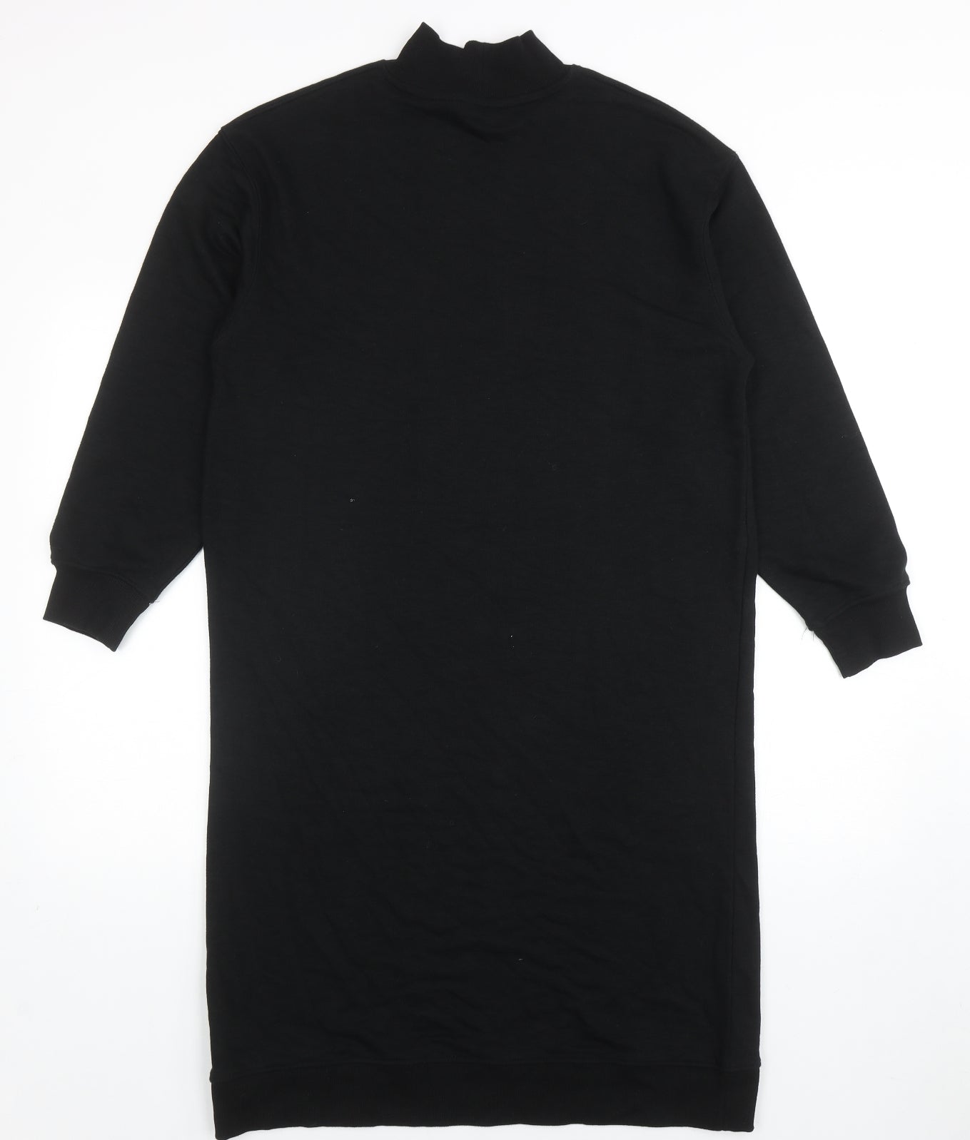 Zara Womens Black Cotton Jumper Dress Size S Mock Neck Pullover