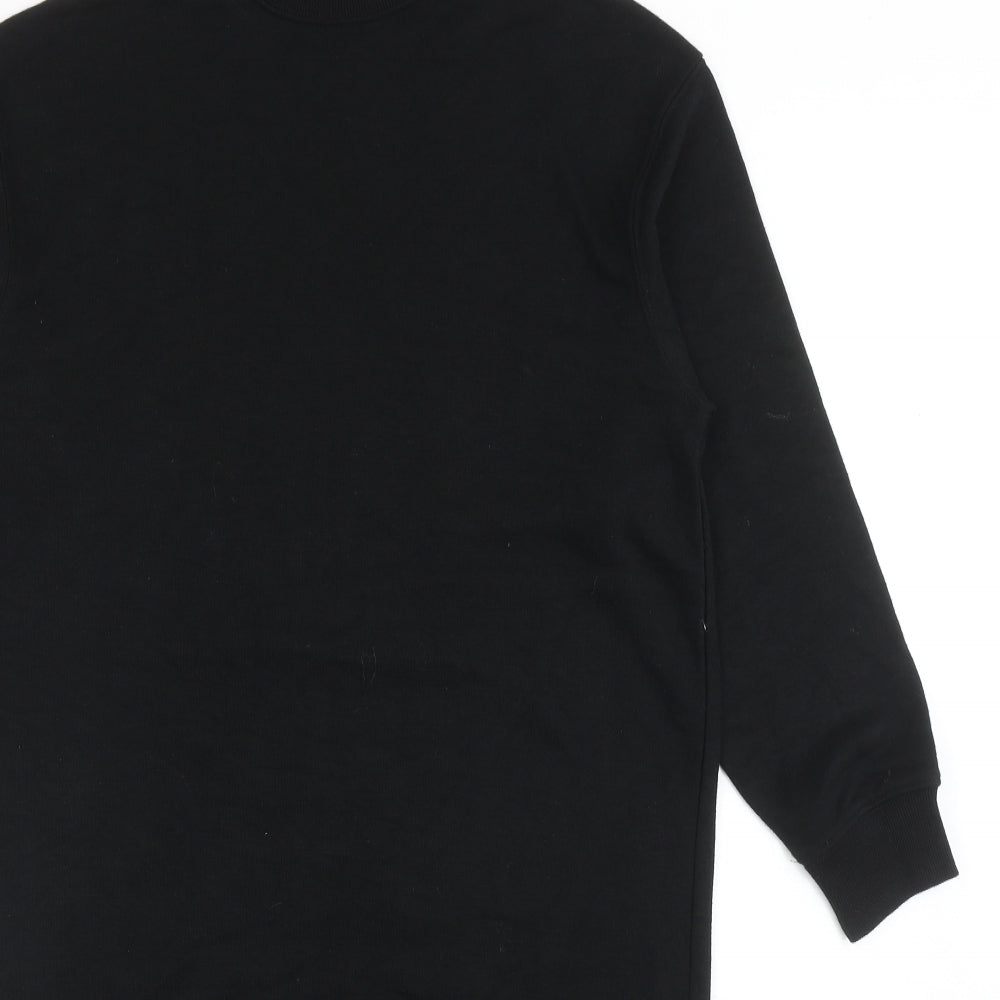 Zara Womens Black Cotton Jumper Dress Size S Mock Neck Pullover
