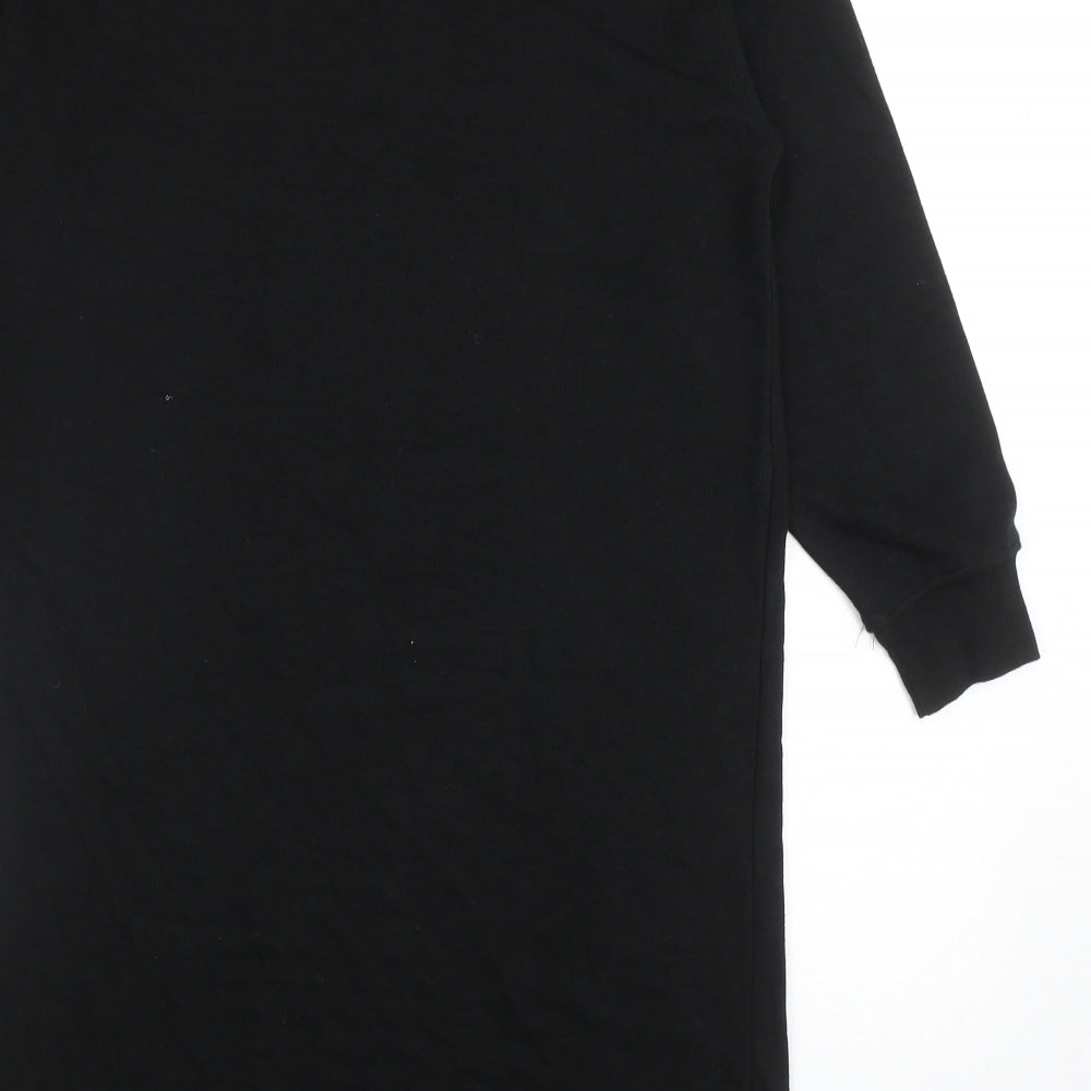 Zara Womens Black Cotton Jumper Dress Size S Mock Neck Pullover