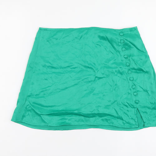 Zara Womens Green Polyester Mini Skirt Size M Zip