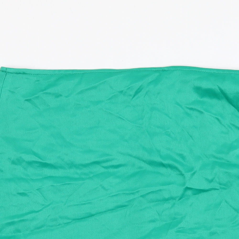 Zara Womens Green Polyester Mini Skirt Size M Zip