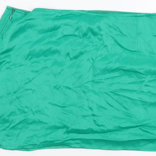 Zara Womens Green Polyester Mini Skirt Size M Zip