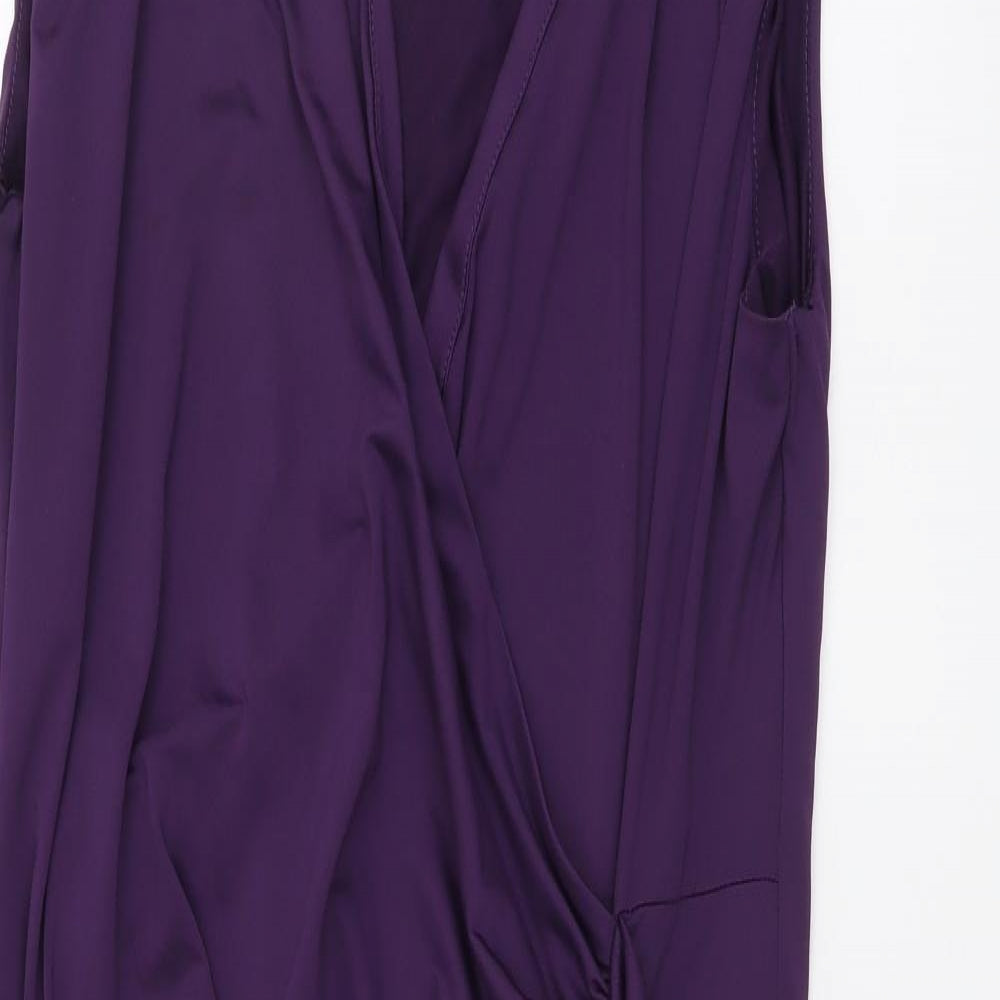 TU Womens Purple Polyester Bodycon Size 14 V-Neck Pullover