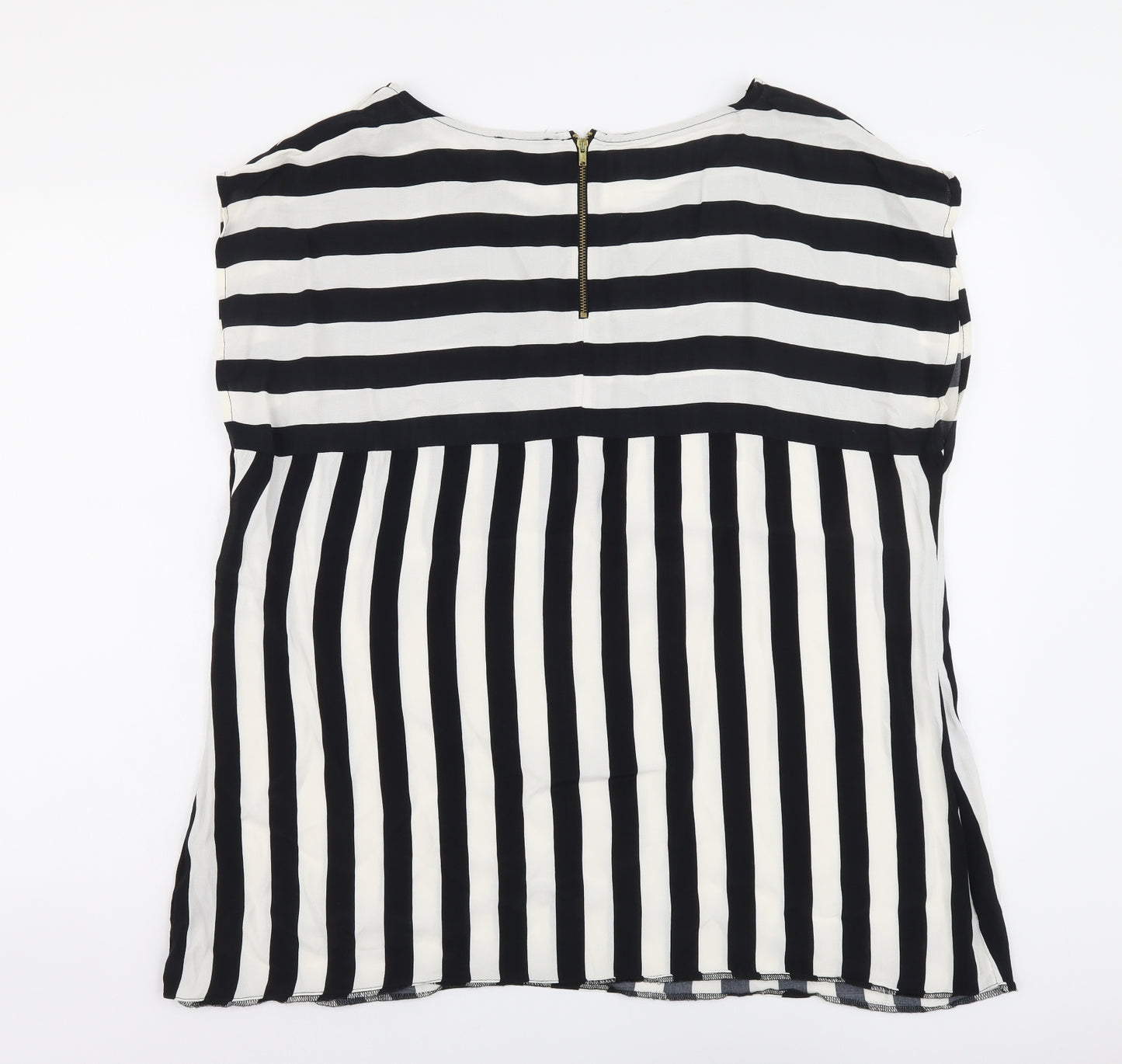 F&F Womens Black Striped Viscose Basic T-Shirt Size 20 Round Neck
