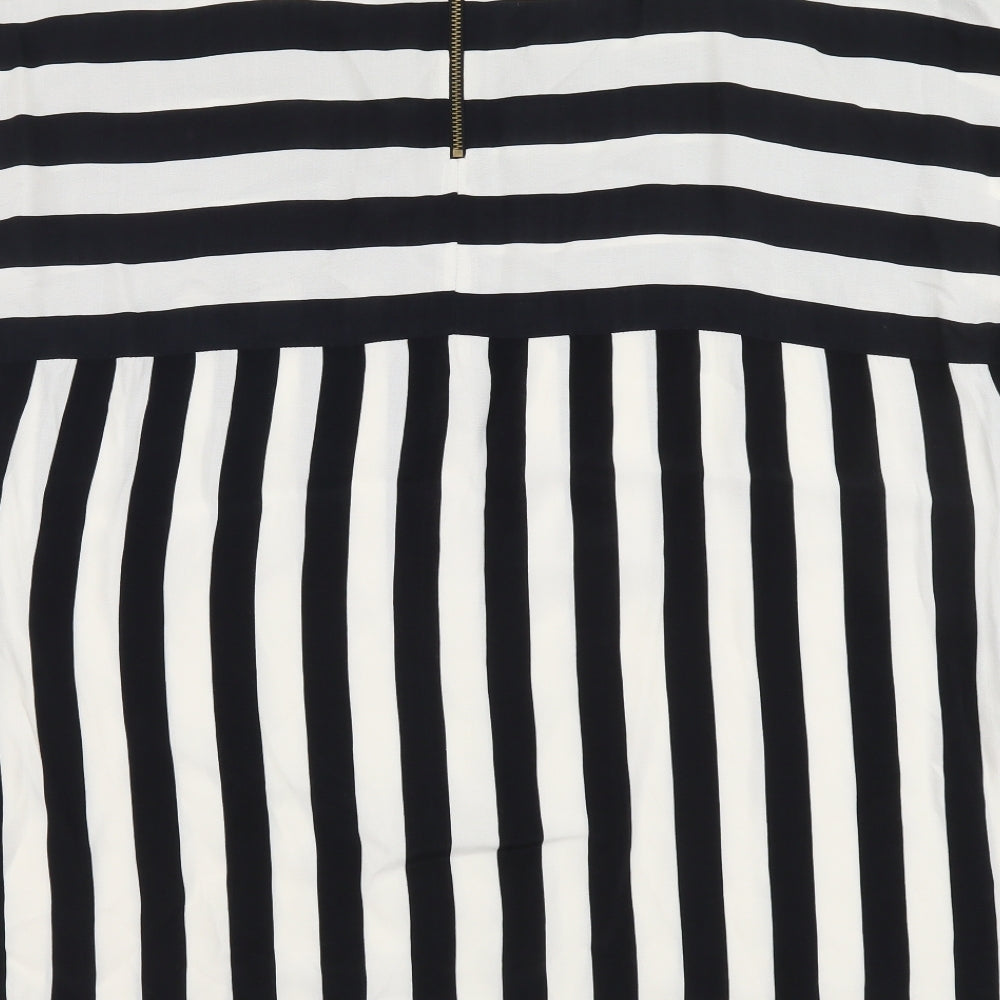 F&F Womens Black Striped Viscose Basic T-Shirt Size 20 Round Neck
