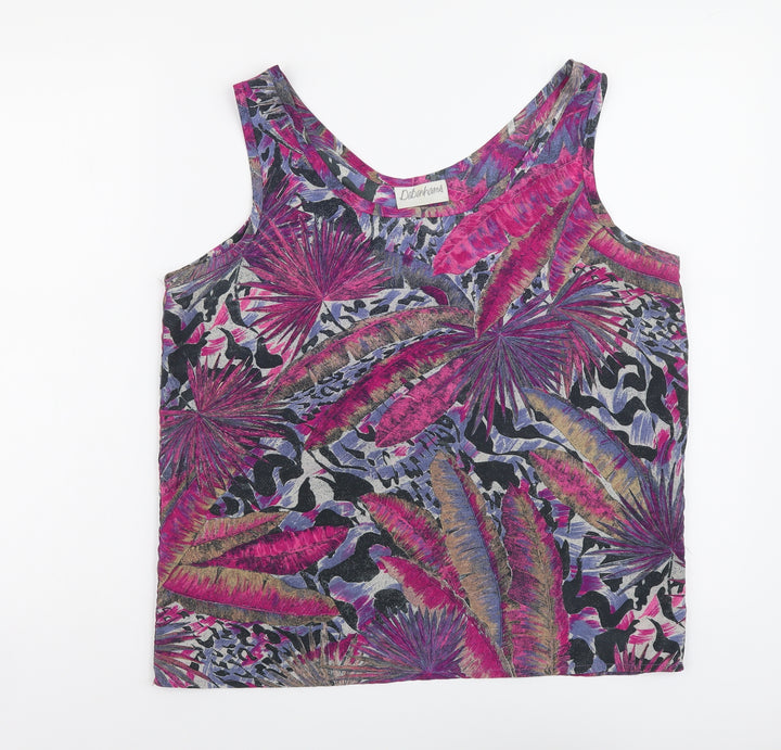 Debenhams Womens Purple Geometric Polyester Basic Tank Size 16 Round Neck