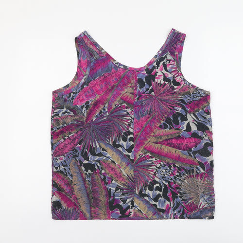 Debenhams Womens Purple Geometric Polyester Basic Tank Size 16 Round Neck