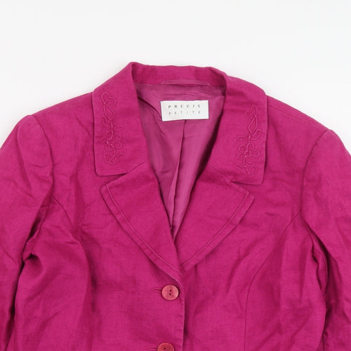 Precis Womens Pink Jacket Blazer Size 8 Button