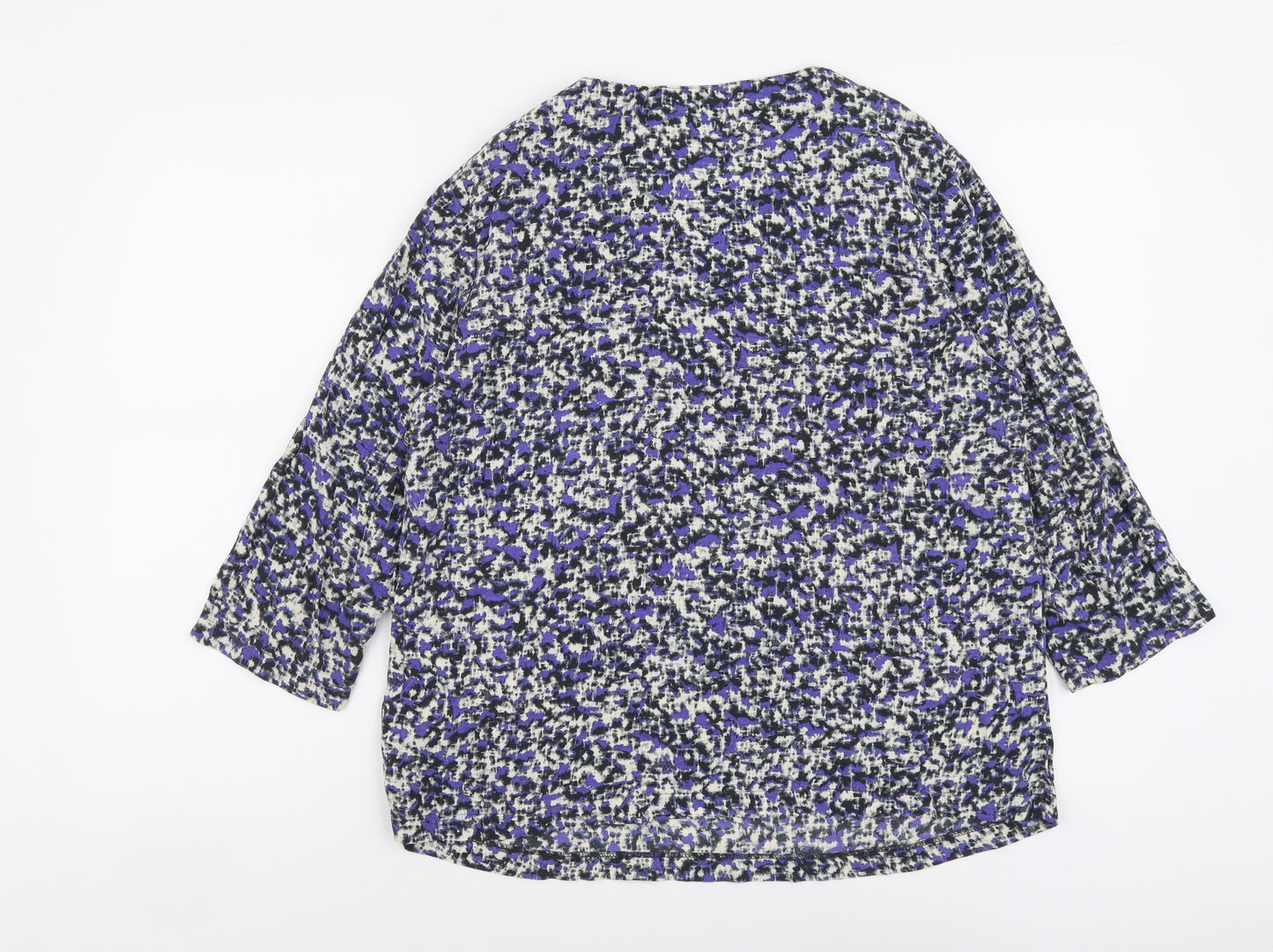 Marks and Spencer Womens Purple Geometric Viscose Basic Blouse Size 12 Round Neck