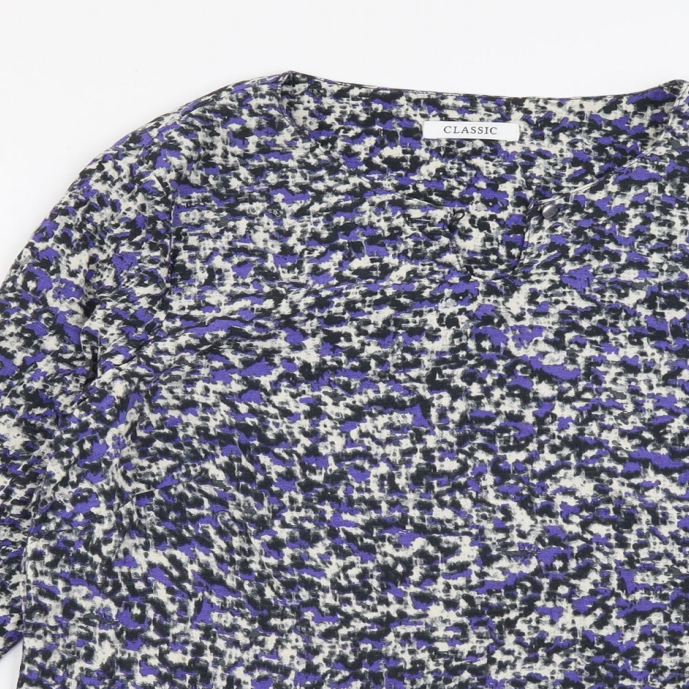 Marks and Spencer Womens Purple Geometric Viscose Basic Blouse Size 12 Round Neck