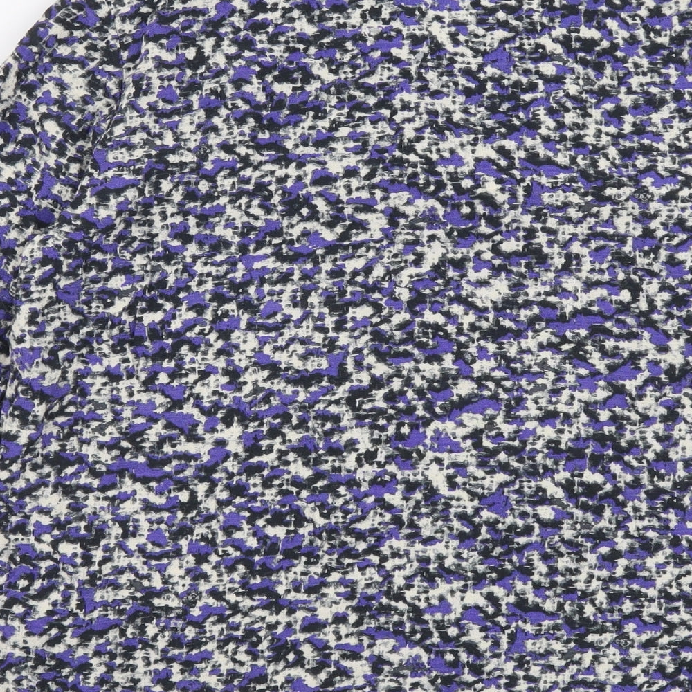Marks and Spencer Womens Purple Geometric Viscose Basic Blouse Size 12 Round Neck