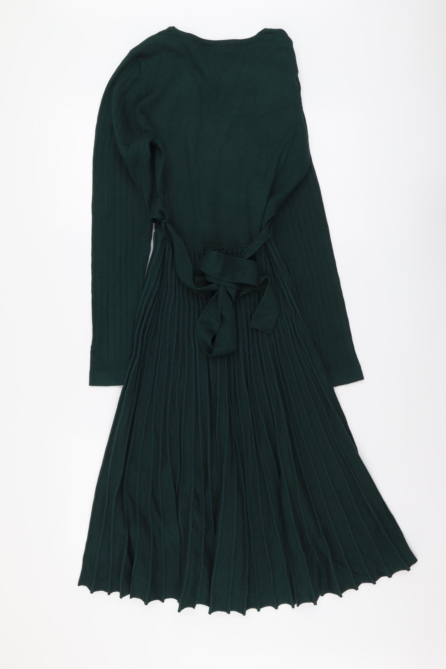 Quiz Womens Green Viscose Fit & Flare Size 12 V-Neck Pullover
