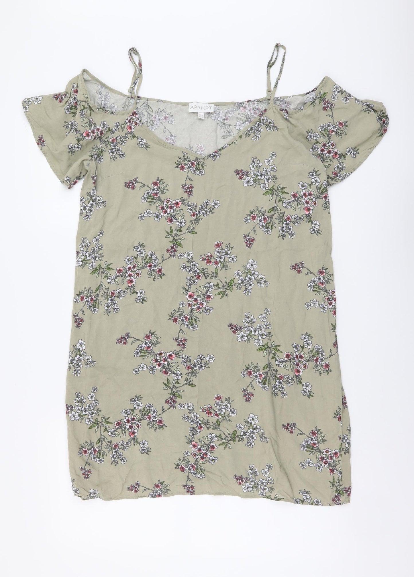 Apricot Womens Green Floral Viscose Shift Size 16 Scoop Neck Pullover