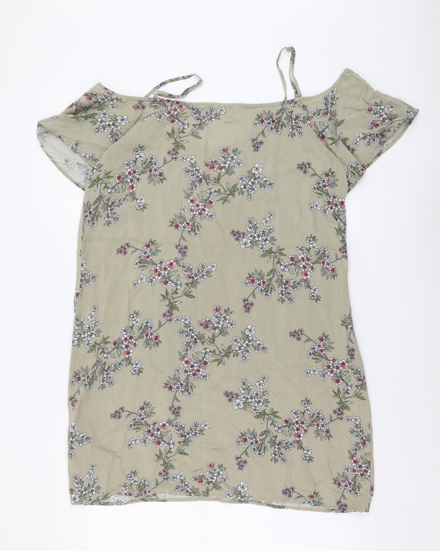 Apricot Womens Green Floral Viscose Shift Size 16 Scoop Neck Pullover