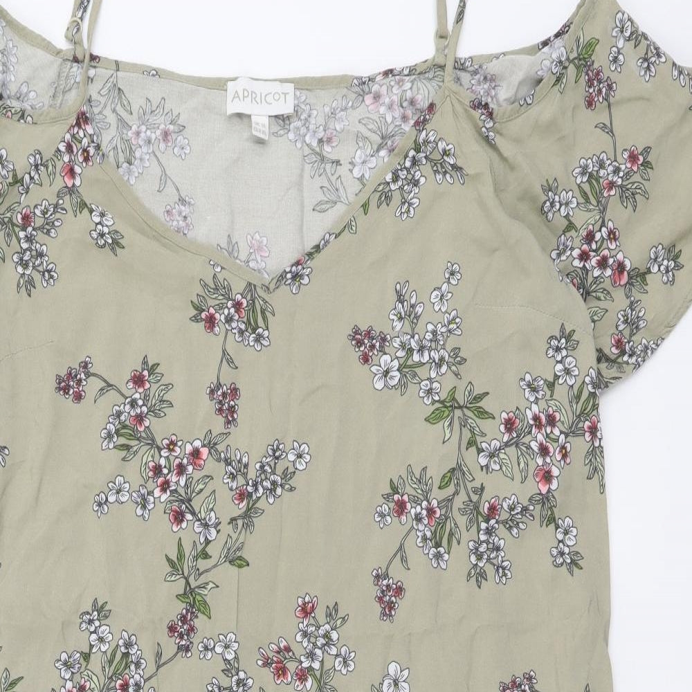 Apricot Womens Green Floral Viscose Shift Size 16 Scoop Neck Pullover