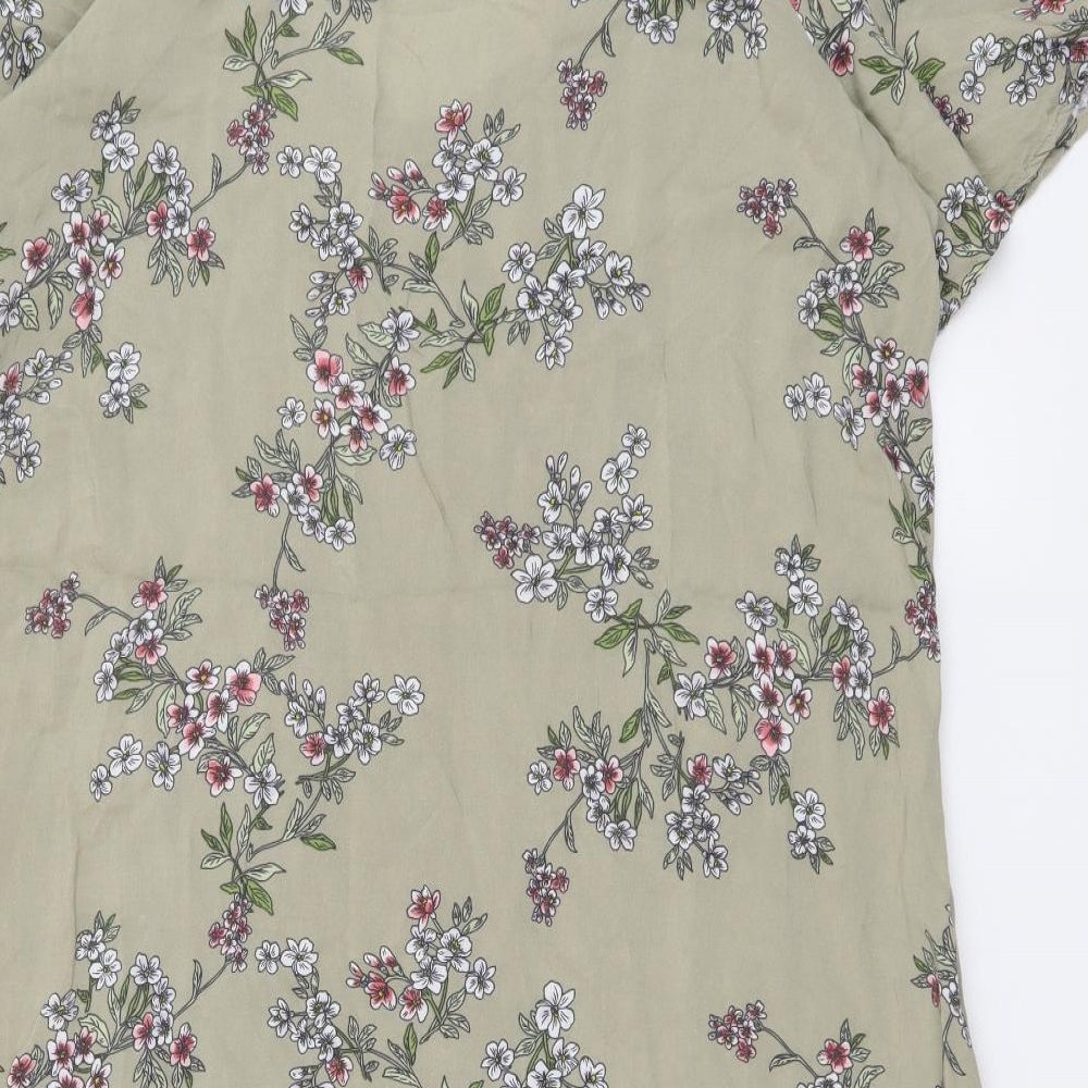 Apricot Womens Green Floral Viscose Shift Size 16 Scoop Neck Pullover