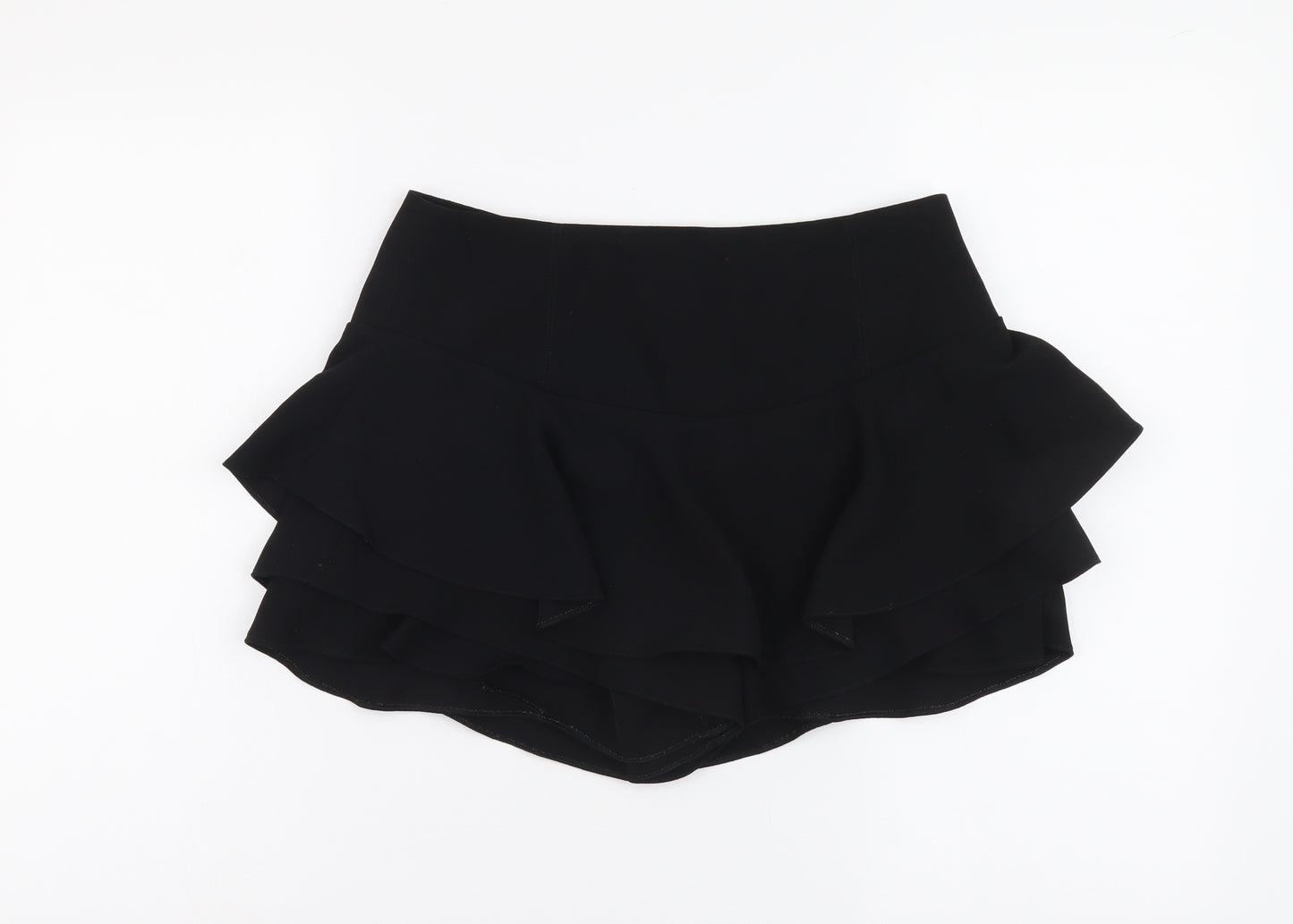 Zara Womens Black Polyester Hot Pants Shorts Size M L3 in Regular Zip